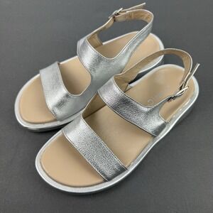 Vionic Madera Silver Sandals 6 Leather Slingback Comfort Arch Support Womens